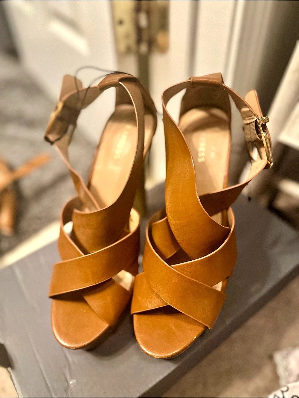 Express Brown Strappy Heels